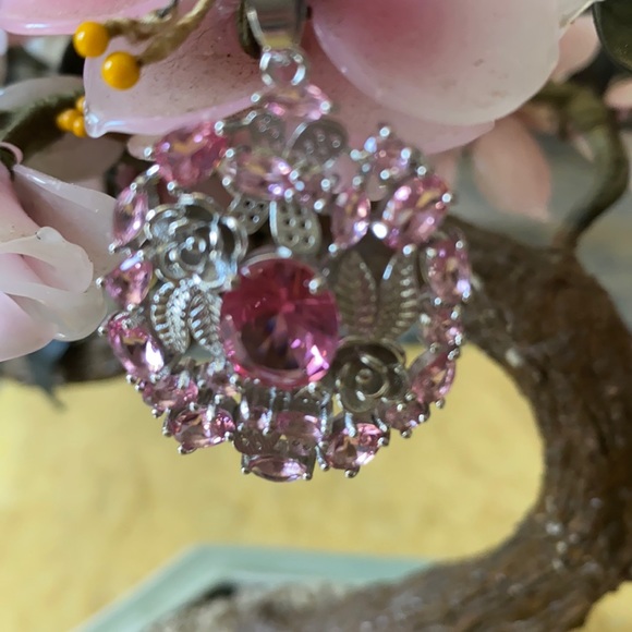 Vintage 925 pink kunizite pendent